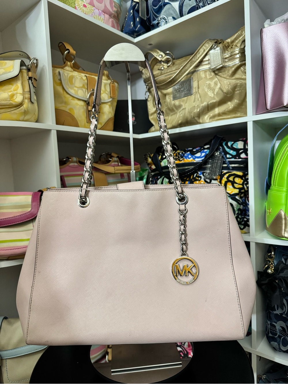 Michael Kors Pale Pink Chain-Accent Tote